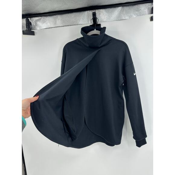 Nike Women’s S Therma-FIT Funnel Wrap Top  Black Long Sleeve Athleisure - Picture 3 of 12